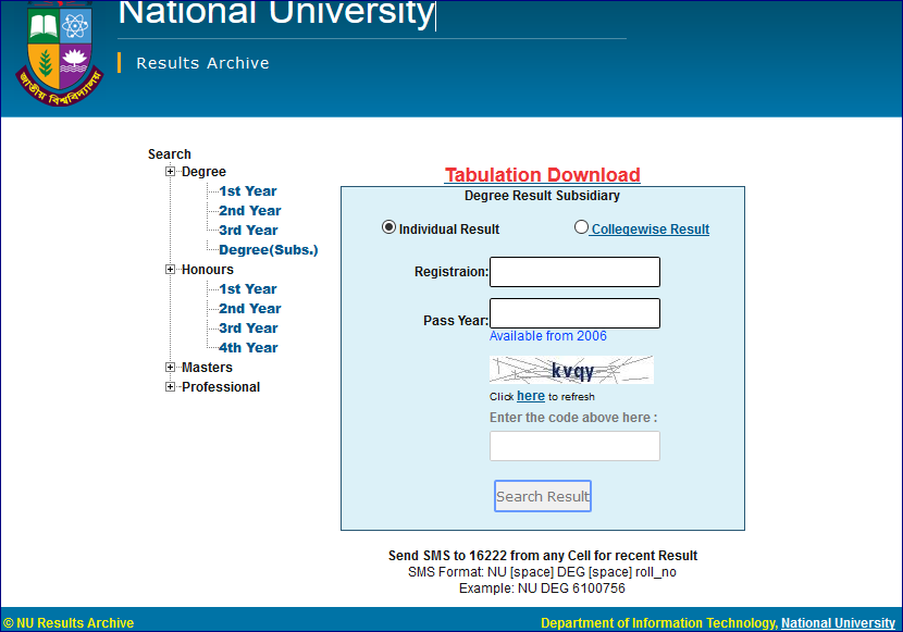 National University Degree 3rd Year Result